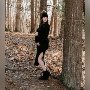 Black Medium Maternity Sweater Dress